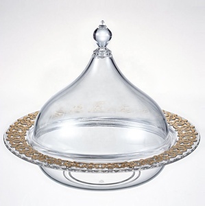 Juego de Tazones Redondos para Servir Aperitivos de Acrílico Transparente y Dorado con Tapa de Jack Worth - Product Image 3