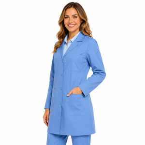Bata de Laboratorio para Mujer, Bata Médica Azul para Hospital, Uniforme Profesional de Laboratorio para Doctores, Enfermeras, Farmacéuticos y Científicos - Product Image 3