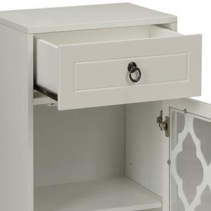 White Living Room Cabinet <b>Side</b> Table with Drawer and Door - Product Image 5