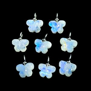 Pendentif Papillon en Pierre de Lune Arc-en-ciel Naturelle, Argent 925, Pierre Précieuse Sculptée à la Main, pour la Fabrication de Bijoux - Product Image 6