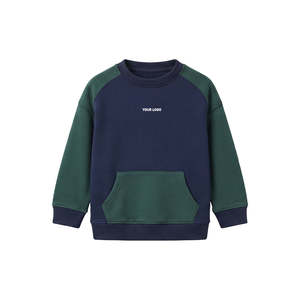เสื้อฮู้ดดี้เด็กผู้ชายแบบสีตัดต่อทรงโอเวอร์ไซส์พร้อมกระเป๋าจิงโจ้-ปักลายผ้าขนหนู 280GSM - Product Image 3