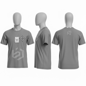 Men's Gray Short Sleeve O-Neck T-<b>Shirt</b> With <b>Geometric</b> Print Breathable Jersey Fit Casual Style Heat-Transfer Printed - Product Image 1