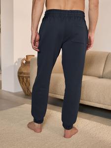 Pantalones de Hombre de Color Sólido, de Algodón, con Cordón, Cintura Media, Corte Regular, Largos, con Bolsillos Laterales, Transpirables, para Primavera - Product Image 4