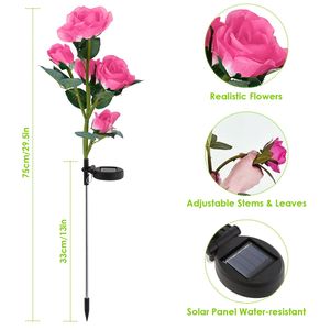 2 Pezzi Lampada Decorativa a LED Solare da Esterno a Forma di Rosa, Luci a Picchetto Resistenti all'Acqua per Sentieri e Decorazioni da Giardino - Product Image 5