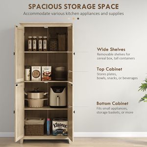 72-Inch Freestanding Farmhouse <b>Kitchen</b> <b>Pantry</b> Cabinet with 4 Door Cabinets and Adjustable Shelves Tall Storage Dining Furniture - Product Image 4