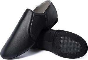 Baifa Danzo Black Jazz Dance <b>Shoes</b> Flat EVA Split Sole Slip Leather Upper Cotton Lining Girls Professional Low MOQ OEM ODM - Product Image 4