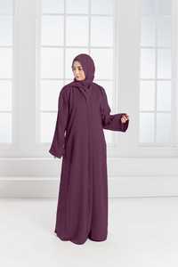 Elegant <b>Purple</b> <b>Plus</b> <b>Size</b> Abaya Women Long Sleeve Floor Length Modest Islamic <b>Dress</b> Solid Color Loose Fit Breathable Quick Dry - Product Image 5
