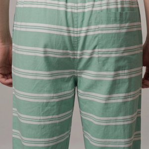 Men's Green Striped Cotton Pajama Pants Elastic Waist <b>Drawstring</b> Summer Lightweight <b>Trouser</b> Street Fashion Printed <b>Trouser</b> Men - Product Image 4