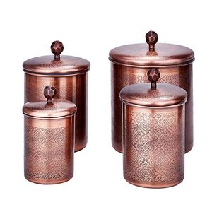 High End Copper Storage <b>Jars</b> Set Hammered Finish with Lid, Kitchen Canisters for Coffee Tea Sugar, Decorative Handmade Copper - Product Image 6