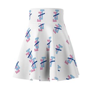 Jupe patineuse blanche personnalisée pour femme, taille haute, évasée, coupe trapèze, mini-jupe confortable et décontractée, avec design personnalisé - Product Image 1