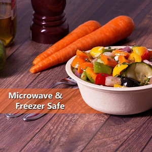 Bols en plastique jetables 16 oz, grands, 100 % compostables, biodégradables, écologiques, couleur naturelle, design moderne, pratiques pour les fêtes - Product Image 1