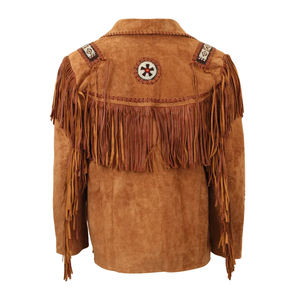 Hot Selling Custom Logo And Size Cowboy <b>Man</b> Suede <b>Jacket</b> <b>Long</b> Fringes Original Leather Wear Comfortable Zipper Closure - Product Image 2
