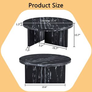 Tavolino da Caffè Rotondo in MDF Nero, Stile Nordico Minimalista Moderno, Versatile per Vari Stili d'Interni - Product Image 4