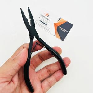 Vente chaude Noir Mat Micro Perles Presse Pince Logo Personnalisé Outils D'extension De Cheveux En Acier Durable Pince À Cheveux À Maintien Fort - Product Image 1