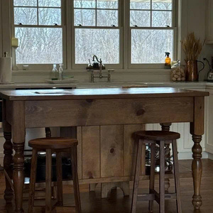 Tabouret de comptoir rustique en teck massif, siège rond, fait main, mobilier pour restaurants et hôtellerie - Product Image 6