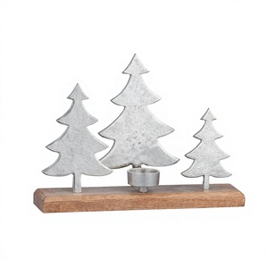 Porte-bougie chauffe-plat en forme d'arbre moderne, fait main, écologique, durable, décoration de table de Noël, centre de table - Product Image 1