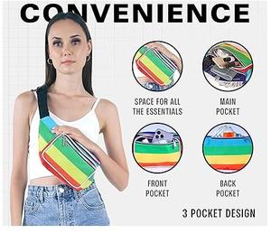 Sac banane bandoulière en nylon écologique color block, sportif et facile à transporter pour le voyage, la marche, la course, la randonnée et le cyclisme - Product Image 5