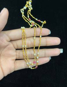 Collier en chaîne de moissanite plaqué or Tishya Diamond pour femmes, bijoux classiques à porter au quotidien avec des perles roses - Product Image 2