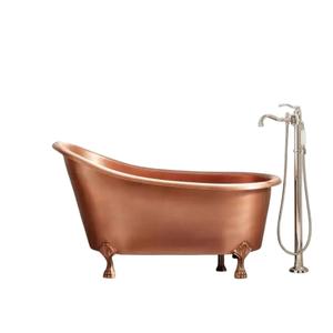 Bañera de cobre antiguo martillado a mano de alta calidad con patas de pata de león, bañera doble para decoración de baños de lujo. - Product Image 4