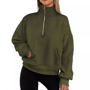 Sweat-shirt à col montant pour femme, personnalisable, de haute qualité, en coton 100% tissé, écologique, avec logo frontal, chaud pour l'hiver - Product Image 3