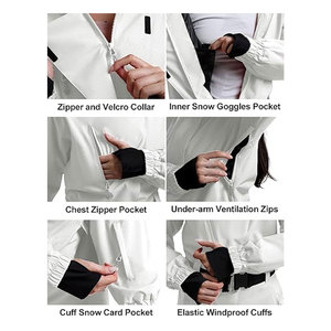 Traje de Esquí de Una Pieza para Mujer, Diseño Asimétrico, Mono Utilitario, Impermeable, Aislado, Traje de Nieve, Chaqueta de Snowboard para Invierno - Product Image 4