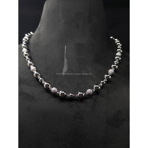 Premium 925 Sterling Silver Beaded Ball <b>Chain</b> Necklace With VVS Lab Grown Diamonds <b>Iced</b> <b>Out</b> Hip Hop Luxury Jewelry By Trisha - Product Image 1