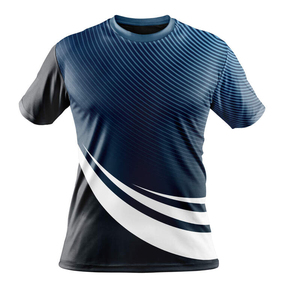 Camiseta Deportiva Personalizada con Sublimación Azul y Negra para Adultos, Unisex, Transpirable, 100% Poliéster, Uniforme con Rayas Diagonales - Product Image 4