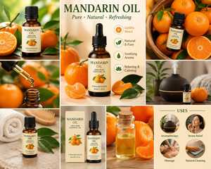 Aceite Esencial de Mandarina 100% Puro y Natural, Destilado al Vapor, Aceite Portador para Aromaterapia, Cuidado de la Piel y Masajes Corporales - Product Image 6