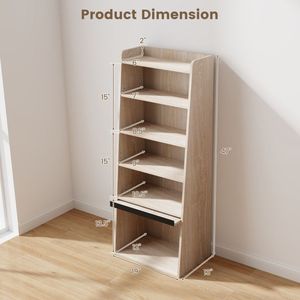 Estantería de 6 Niveles con Forma de Escalera, con 2 Estantes Ajustables y Puerta Abatible, para Oficina en Casa o Biblioteca - Product Image 5