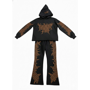 ชุดสเวตสูททรงบ็อกซี่พิมพ์ลายหรูหรา ดีไซน์เนอร์แฟชั่นแนวสตรีท สวมใส่สบาย ทรงหลวม น้ำหนักมาก เสื้อพูลโอเวอร์ทรงบ็อกซี่ ไหล่ตก - Product Image 5