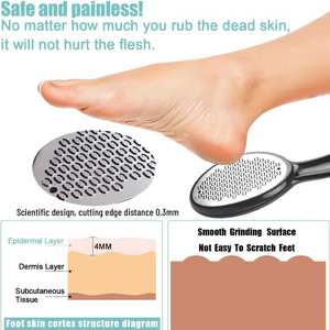 Râpe et lime à callosités durable pour usage domestique, qualité A+, double action, en acier inoxydable, pour éliminer les callosités des pieds - Product Image 2