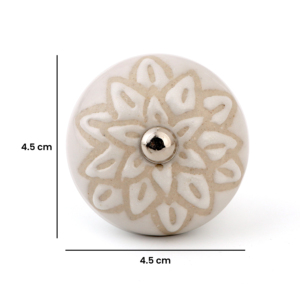 Pomo de Cerámica para Mueble, Redondo de 1.5 Pulgadas, Diseño Floral Tradicional, Acabado Esmaltado, con Placa Trasera Metálica Reversible y Perno de 1 Pulgada - Product Image 4