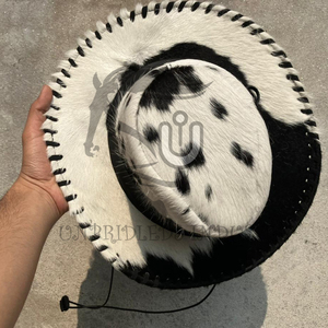 Nouveau Chapeau de Cowboy Élégant en Cuir de Vachette 2026 avec Fourrure de Cheval Noir et Blanc - Idéal pour le Sport, les Activités de Plein Air, les Voyages et les Fêtes - Product Image 3