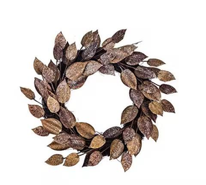 Couronne en métal rustique artistique avec détails de feuilles complexes pour la décoration de la porte d'entrée de la ferme, du mur, du jardin et de la cabane - Product Image 2