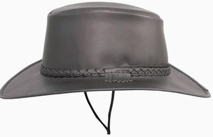 Unisex Leather Cowboy <b>Hat</b> With Braided <b>Band</b> Gray Casual Outdoor Adjustable Adult Four Seasons - Product Image 5