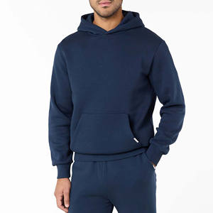 Survêtement homme coupe décontractée, ourlet ouvert, bleu marine, doublure polaire 300 g/m², poignets et ourlet côtelés, capuche croisée - Product Image 3