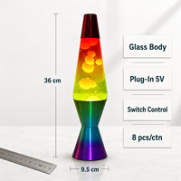 Lampe à lave en verre arc-en-ciel de 14 pouces, à brancher, 5V, lumière de nuit colorée en cire pour chambre à coucher, bureau et cadeau créatif