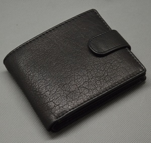 Cartera plegable de cuero de grano superior genuino para hombre, bolsillo negro con protección RFID para monedas, ventana de identificación, forro de PU, bolsillo corto, patrón de logotipo de Anime - Product Image 5