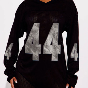 Camiseta Deportiva de Fútbol Americano para Mujer, Negra, de Malla, Talla Grande, Manga Larga, con Gráfico 44, Transpirable, Personalizable con Logotipo OEM - Product Image 4
