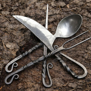 Hand Forged Medieval Viking Cutlery <b>Set</b> Handmade Stainless Steel Knife Fork Spoon <b>Rustic</b> Nordic <b>Dining</b> <b>Set</b> - Product Image 5