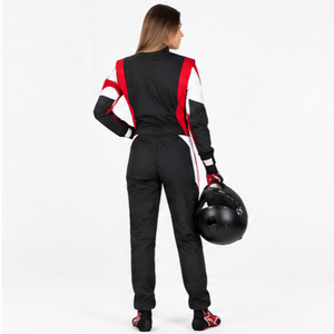 Women's Black <b>Red</b> White Full Sleeve Racing <b>Suit</b> Breathable Polyester All Seasons Adult Customized Team Wear - Product Image 1
