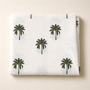 Premium Hand Block Printed Cotton Fabric <b>Set</b> With Yellow Floral Palm Motif Stripe Design For Kurta Dress Bedsheet Craft <b>Sewing</b> - Product Image 2