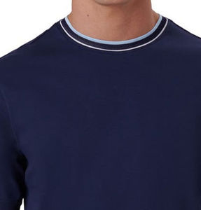Camisetas de alta calidad personalizadas, estilo ringer azul liso para hombre, cuello redondo, color sólido, algodón, precio al por mayor con servicio OEM. - Product Image 6
