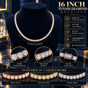 Collier tennis Heritage de 16 pouces |   Diamant de laboratoire en or massif 18 carats, 0,20 CT, 3,8 MM, taille brillant rond, fournisseur B2B de bijoux en gros - Product Image 5
