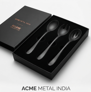 Ensemble de 3 ustensiles à salade en acier inoxydable noir mat avec revêtement PVD noir mat pour cuisines domestiques, restaurants et banquets - Product Image 3