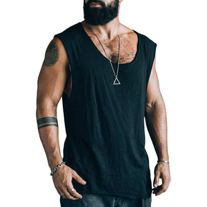 Camisetas sin mangas urbanas para hombre al por mayor, ODM, personalizadas, de tela ligera heathered, cuello ancho, para hombre. - Product Image 5