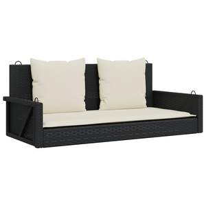 Panca a dondolo in rattan PE nero resistente ai raggi UV di medie dimensioni, per patio, con materiali durevoli - Product Image 2