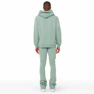 Conjunto Deportivo Informal de Dos Piezas para Hombre, Sudadera con Capucha y Pantalones Jogger, Color Verde Menta Sólido, para Invierno - Product Image 2