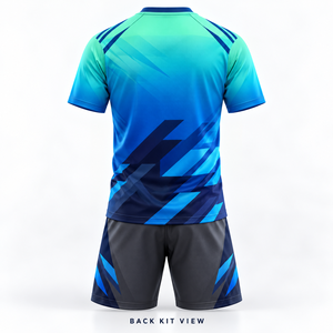 ชุดเสื้อฟุตบอลคอวีสีน้ำเงินไล่เฉด 100% โพลีเอสเตอร์ แขนสั้น ชุดยูนิฟอร์มทีมฟุตบอลแบบกำหนดเองได้ - Product Image 3