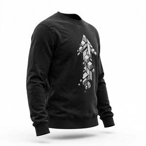 Heavyweight Fleece Crew neck Sweatshirt Black Street wear Graphic Print Casual Cotton Pullover Long Sleeve Men Winter <b>Top</b> - Product Image 3